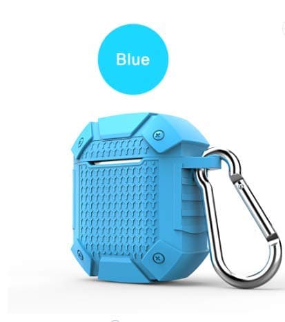 EarCom AirPod Case Protective Silicone Cover for AirPod Front LED Visible Ear Hooks Straps Clips (Blue)