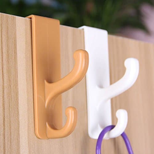 Over Door Hanging Hooks Plastic Kitchen Cabinet Unit Draw Cloth Towel Bag Hanger Wonder Space Saving Organizer 2 Layers( 1pcs-Color Random)