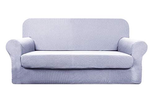 YUUHUM Stripes Couch Covers 2-Piece Super Stretch Sofa Covers Pet Dog Couch Slipcovers (Sofa, Light Gray)