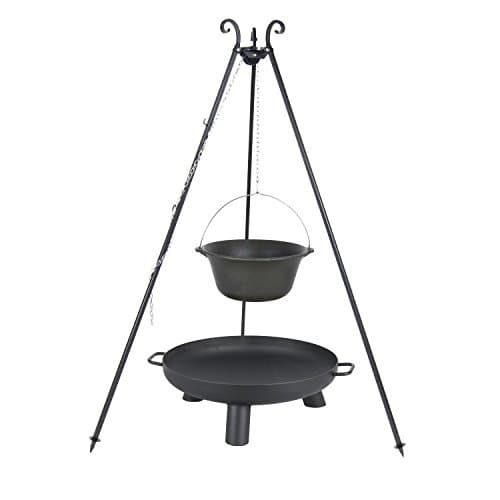 16 Litre Volume cast iron pot on the tripod with the Fire Bowl 37