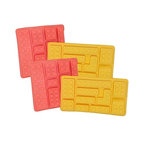 Building Bricks Silicone Jello, Gummy Candy, Cake Baking Mold & Ice Cube Tray For Lego Lovers (2 Sets)