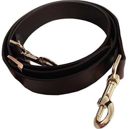 The Walk About - 1" Brown Genuine Top Grain Leather Replacement Adjustable Cross Body Purse Strap Handbag Bag with Brass Tone (Gold Tone) Hardware