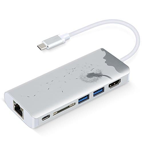 Type C Hub, EYROS hub 6 ports adapter Type C , New Mac Book Pro 2016,2017, MULTIPORTS: USB-C Power Delivery, Ethernet, HDMI 2.0, 2 USB 3.1, SD card reader (Dandelion seeds spreading) Check it out!