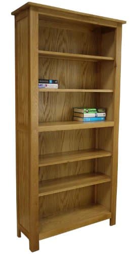 Oakland - Chunky Oak Bookcase Display With Shelves/Solid Tall Wide Shelving Cabinet Unit