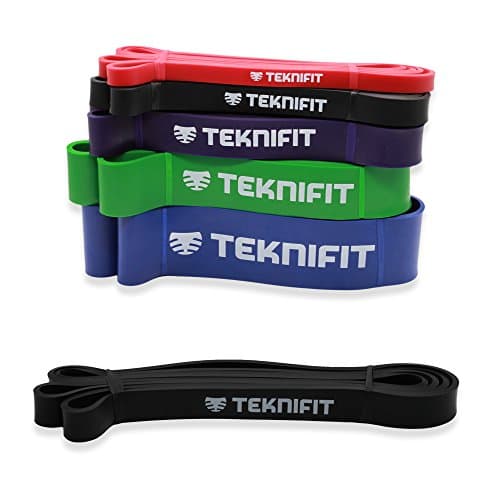 Teknifit Power Resistance Bands | Premium Assisted Pull Up Bands | Light to Heavy Strength Levels for Full Body Workout | Versatile - Complete Fitness Training Solution | FREE Exercise Guide