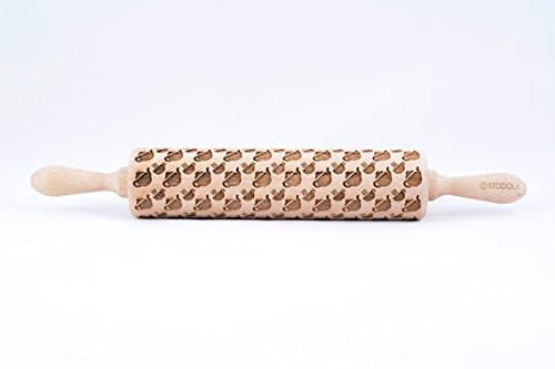 STODOLA Tea cup, Tea pot - Engraved rolling pin for Embossed cookies 16.9-inch