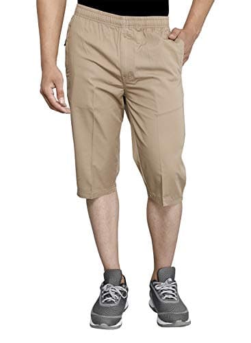 SAPPERCotton Plus Size Shorts for Men | Regular Fit Below Knee Shorts with Pockets | Elasticated Waistband | Casual Wear Solid 3/4th Capri Shorts | Perfect for Summers