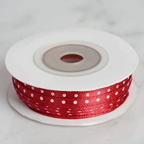 1/8" x 25 Yards Single Side Satin Polka Dot Ribbon Wedding Decorations Favors (Burgundy)