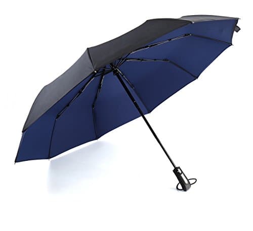 Double Layer Compact Umbrella,Uopasd Windproof Travel Umbrella with 10 Ribs Auto Open Close(Blue/Black)