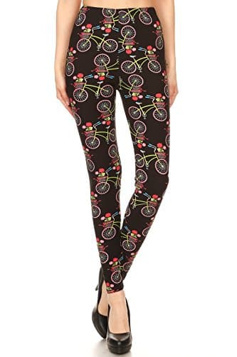 iZZYZX Women's Plus Bicycle Flower Pattern Printed Leggings