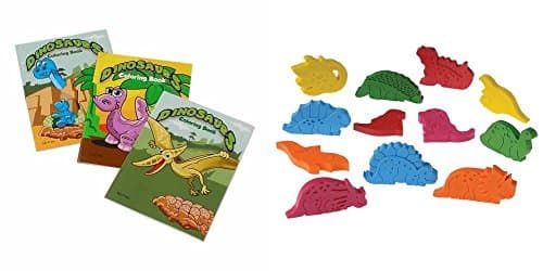 Dinosaur Shaped Crayons and Coloring Books (Dozen)
