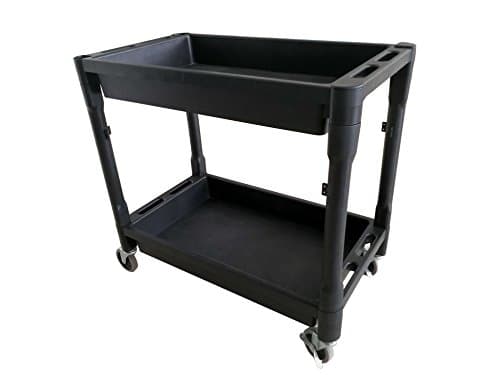 ROBLOCK Plastic Service Carts with Wheels 18"X32" Double-deck Service Car Capacity 500lbs