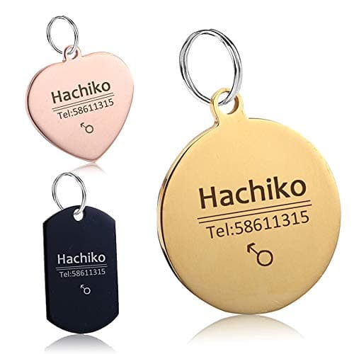 YVYOPET Pet ID Tags Personalized Stainless Steel Identification Tags. Custom Name Phone Number Tags - Front and Back Engraving. Up to 6 Lines of Text for Dogs and Cats