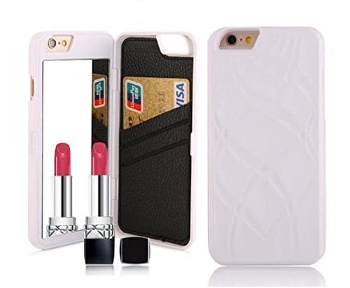 Dollar One Mirror Back Case For iPhone 7 Waterflow Grid Pattern Wallet +Card Slot Cover For Apple iPhone7 (WHITE)