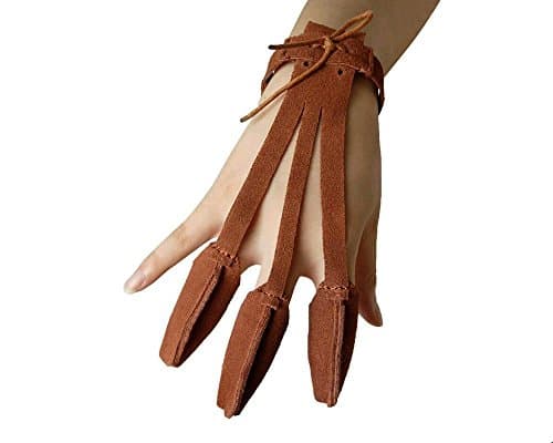 Omges Single 3 Finger Design Archery Finger Protector Archery Glove Shooting Glove Leather Archery Single Seam Glove Traditional Shooters Glove Medium