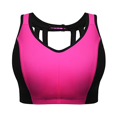 Sports Bra Plus Size Large Busts No Padding Full Support High Impact Wired for Woman Girls (Black/Pink, 40DD)