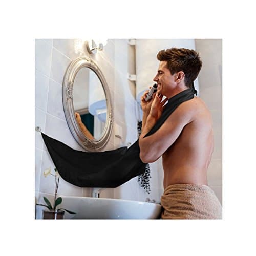 Wonpurs Beard Catcher Bib for Shaving, Easy Clean Beard Trimming Apron & Men Beard Clippings (Black)