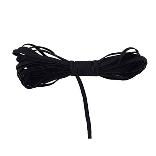 DIY PARK 5 Yard 1/8" 3mm Solid Skinny Elastic Knitted Spandex Band Baby Headband Hair Tie Dress DIY Sewing Trim Craft(Black)