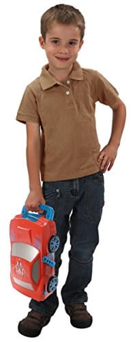 Mighty Wheels Carry & Launch Car Case with 6 Die Cast Cars, Red