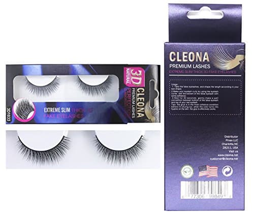 Cleona's Best Medium Volumn and Handmade 3D False Eyelashes Makeup Natural Black Fake Eye Lashes (1033)