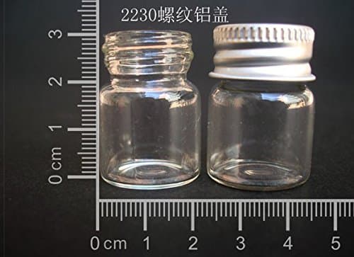 10 pcs 1/6 oz 1-1/5" tall 4/5" Diameter Small Clear Glass Bottle Vial Pendant With Aluminum Lid