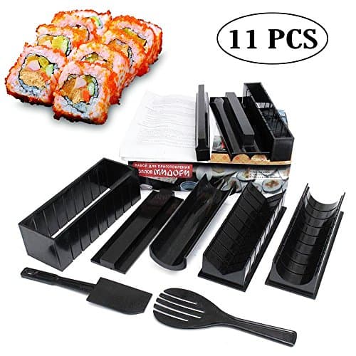 Sushi Maker Kit Kitchen Utensils & Gadgets, 11 PCS DIY Sushi Set With Sushi Chef Knife Utensils Rolls, Easy To Use Sushi Roll Making Tools For Beginners Kids Step By Step Instructions & Recipe Book