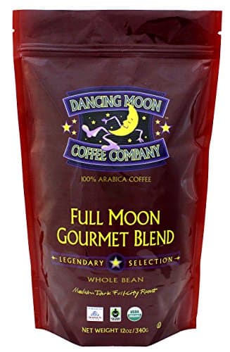 (3 Pack) Dancing Moon Full Moon Gourmet Blend Whole Bean Organic Fair Trade Coffee, (3) 12 Oz Bags