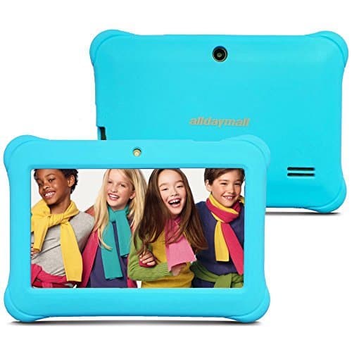 Alldaymall Tablet for Kids 7 inch with Android Quad Core Wi-Fi and Dual Camera, 8GB+1GB, HD Kids Edition w/iWawa Pre-Installed Bundle with Blue Kid-Proof Silicone Case (Third Generation)
