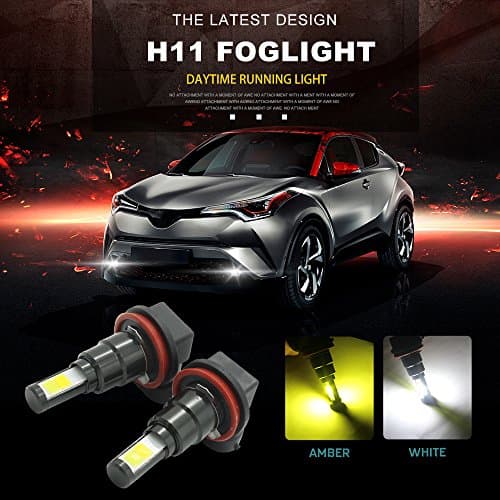 H11 Switchback LED Bulbs White/Amber, H8 H9 Super Bright COB Daytime Running Light DRL Bulbs Lamp with Fans