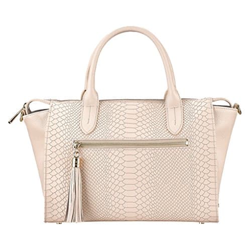 GiGi New York Grace Satchel in Almond Python embossed leather