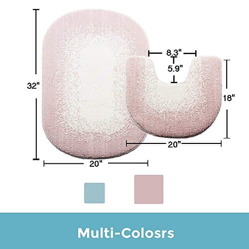 DADA HOMETEXTILE Bath Rug Sets Machine Washable Non Slip Water Proof Strong Absorbent Bathroom Mat (17.7"19.7" 19.7"31.5",pink)