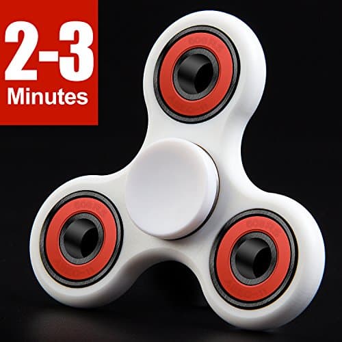 LYNEC Fidget Spinner - Hand Spinner EDC ADHD Focus,Ultra Durable Hight Speed Si3N4 Hybrid Ceramic Bearing,1-3 Mins Spins(White with Red)