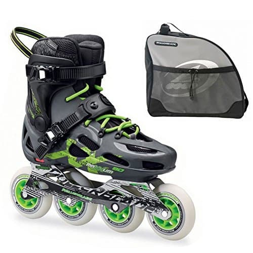 Rollerblade Maxxum 90 Anthracite and Green Inline Skates with Rollerblade Skate Bag Included-9