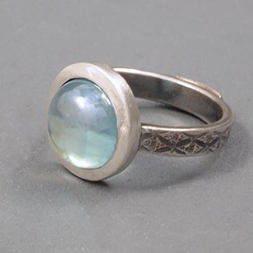 Blue Rainbow Topaz Artisan Handmade Sterling Statement Ring size 6.5