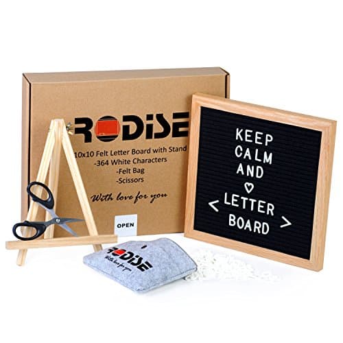 Black Felt Letter Board With Stand: 364 White - Interchangeable Characters - Letters & Emoji's | Durable Message Board With Tripod Wood Stand - Zippered Felt Bag With Logo & Scissors