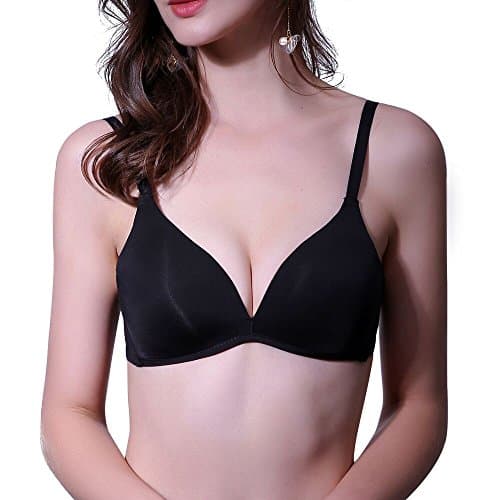 Micah Women's Wirefree Bra Comfy Support Lightly Lined Everyday T-Shirt Bra (36B, Black)