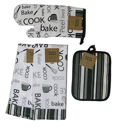 Chefs Kitchen Linen Set 4 pc - 2 Towels, Oven Mitt, Pot Holder