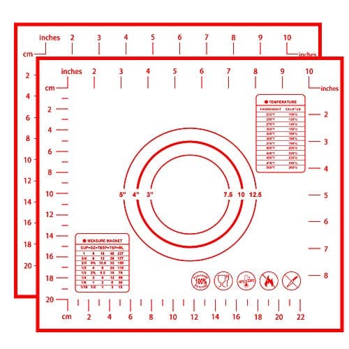 SAYGOGO Baking Mat 2 Pack Silicone Fondant Sheet, Thicker Non-Slip Board with Measurements for Rolling Dough, Pie, Cookie, 26 x 29cm (Pack of 100)