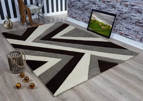 Serdim Rugs Ltd Modern Soft Hand Carved Geometric Triangle Designed 1.2cm Thick Pile High Water repellent & Colourfast washable Rugs (Beige Brown, 120x170cm (4'x5'6"))