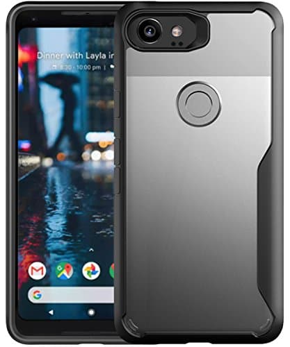 Pixel 2 XL Case,YABO Crystal Clear Slim Hard PC Back Soft TPU Bumper Rugged Hybrid Air Cushion Technology Full Protection Back Cover Case for Google Pixel 2 XL - Black