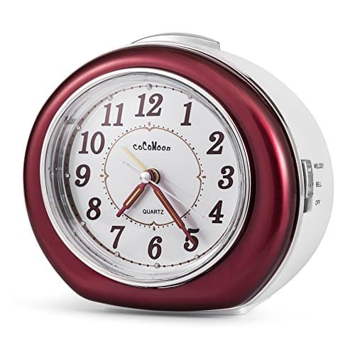 Quartz Alarm Clock, COCOMOON Analog Clock,with Loud Mechanical Bell Birdsong Melody Alarm,Silent Sweep Seconds,Simple to Set Clocks,Nightlight,Snooze,Luminous Hands and 8 alarm music can be choosed