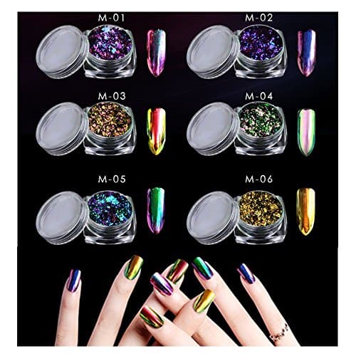 CHARMING MAY Nail Sequins Mirror Effect Paillette Nail Flakies 0.2g (Chameleon Flakes)