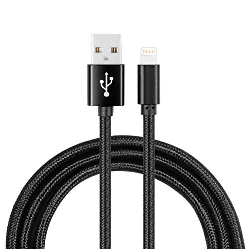 Tough and durable Apple MFI certified lightning cable for iphone, ipod, ipad, pack of 2, Black