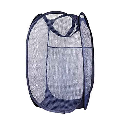 Green Convenience Strong Mesh Pop-up Laundry Hamper, Laundry Basket with Reinforced Carry Handles Collapsible for Storage and Easy to Open Great for The Kids Room, College Dorm or Travel Blue