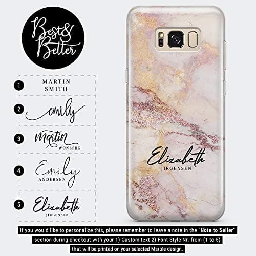 YPH Personalised phone case cover Custom name initials soft gel suitable for Samsung Note 9 - marble 5 - BB1