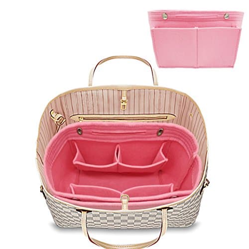 Danslove Felt Fabric Purse Handbag Organizer Bag - MultiPocket Insert Bag Pink L