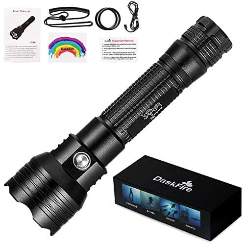 Dive Light, Rechargeable Underwater Flashlights with USB Charger, Battery, Super Bright 1000 Lumen as Scuba Diving Light Torch Camping Lantern (Diving Lights)