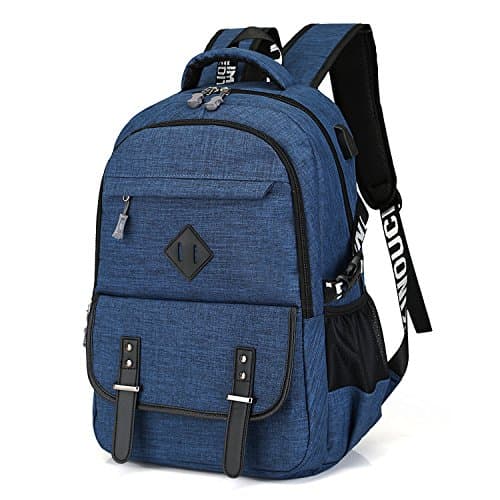 Water Resistance Business Computer Backpack with Usb Charging Port Fit upto 14inches Laptop and Notebook (Navy)