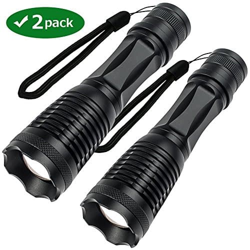 LED Tactical Flashlight High Lumen,Ultra Bright LED Handheld Flashlight, 5 Light Modes Lantern Torch - Adjustable Focus Taclight 2 pack (Batteries Not Included)