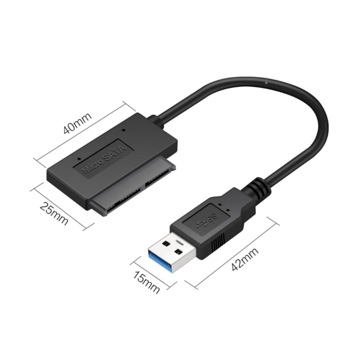 Riipoo 20cm USB 3.0 to Micro SATA 7+9 16 Pin Adapter Cable for 1.8 Inch Hard Disk Drive and SSD, Support SATA II and SATA III, Support 2TB HDD